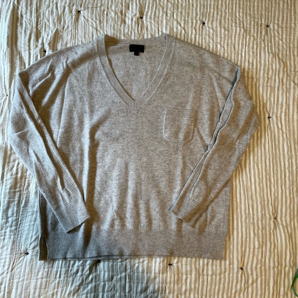 J Crew cashmere v-neck sweater grey small
